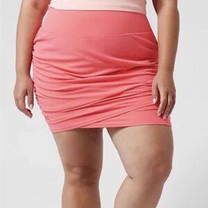 Athleta Transcend Skort Women’s Sz 1X Hidden Pockets Coral Petal Ruched Outdoor